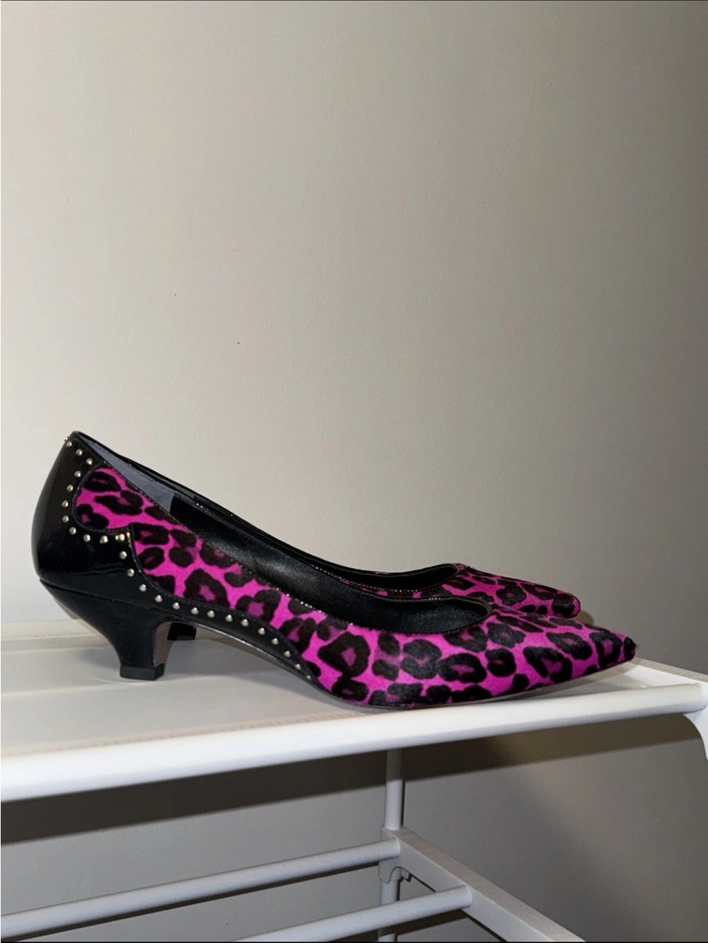Marc Jacobs Pink and Black Leopard Kitten Heel Pumps